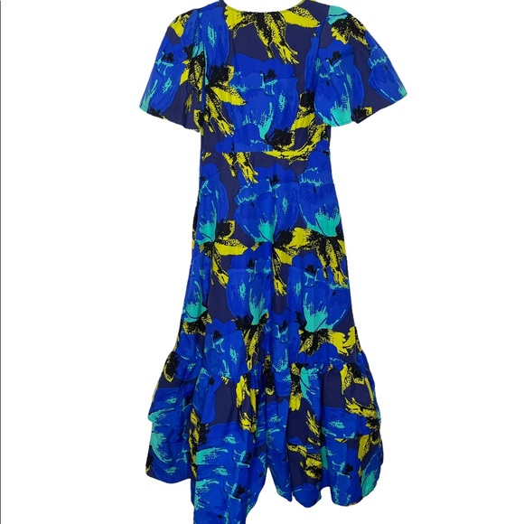 Christopher John Rogers X Target | Puff Sleeve Tiered Blue Floral Dress Cotton 4 - Picture 6 of 7